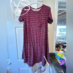 LulaRoe Carly Red Patterned Short Sleeve Dress